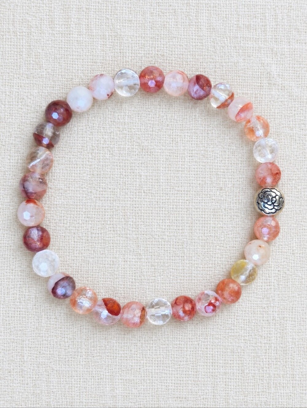 Lepidocrocite Hematoid Quartz Gemstone Bead Stretch Bracelet | Handmade | 6mm
